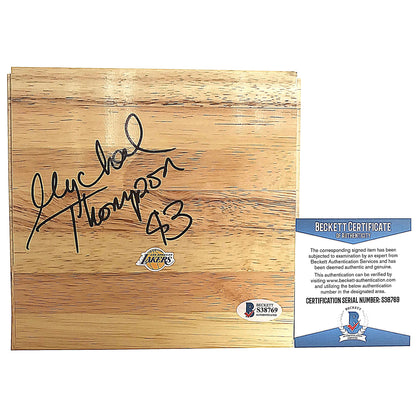 Basketballs- Autographed- Mychal Thompson Signed Los Angeles Lakers Floorboard Proof Photo- Beckett BAS 101a