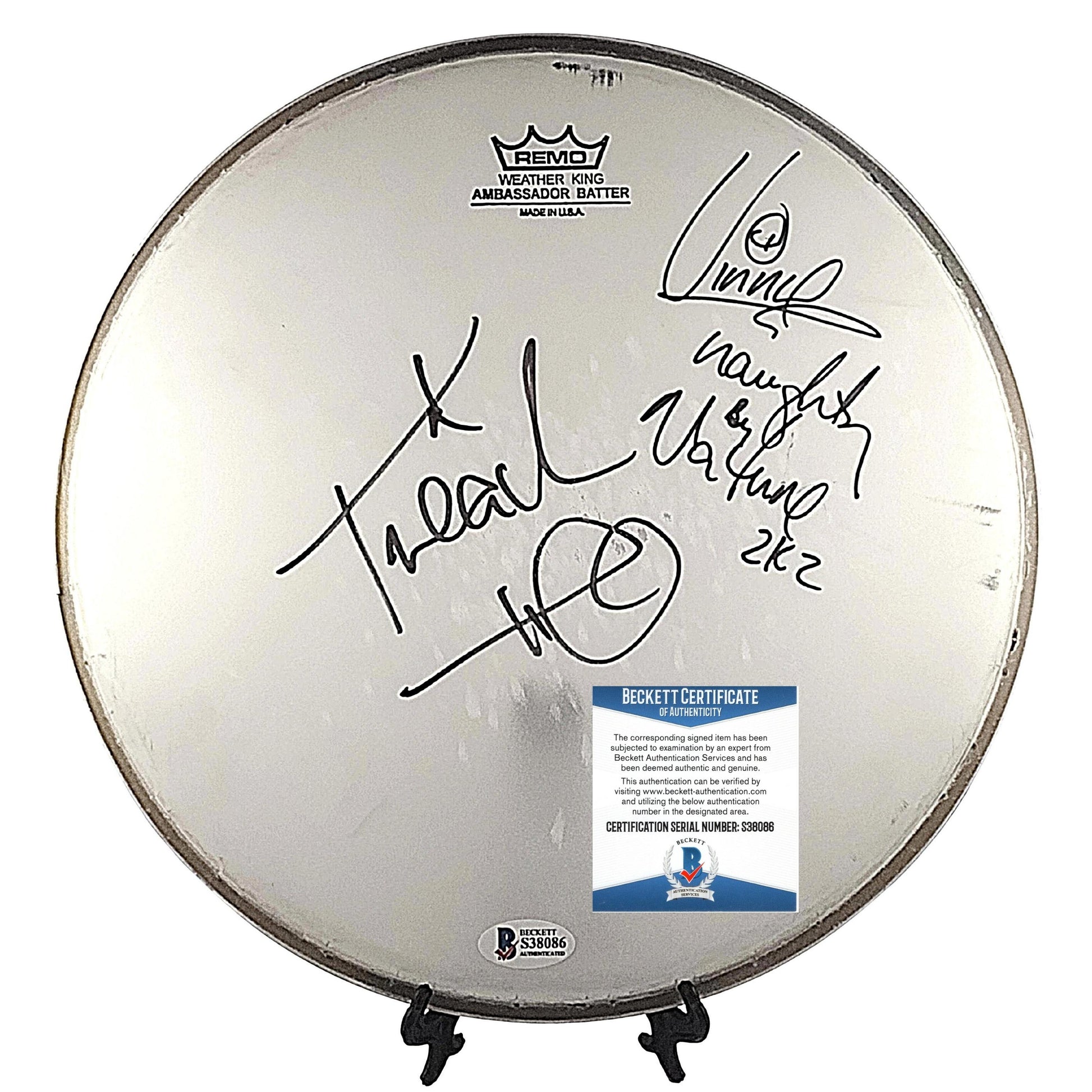 Music- Autographed- Naughty by Nature Signed 10 Inch Remo Drumhead Beckett BAS Authentication 101