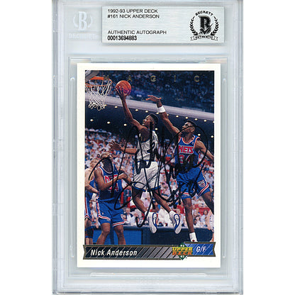 Basketballs- Autographed- Nick Anderson Signed Orlando Magic 1992-1993 Upper Deck Basketball Card Beckett BAS Slabbed 00013694883 - 101