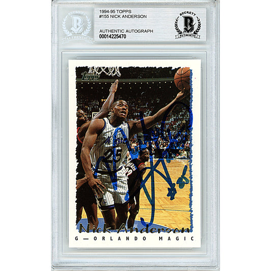 Basketballs- Autographed- Nick Anderson Signed Orlando Magic 1994-1995 Topps Basketball Card Beckett Slabbed 00014225470 - 101