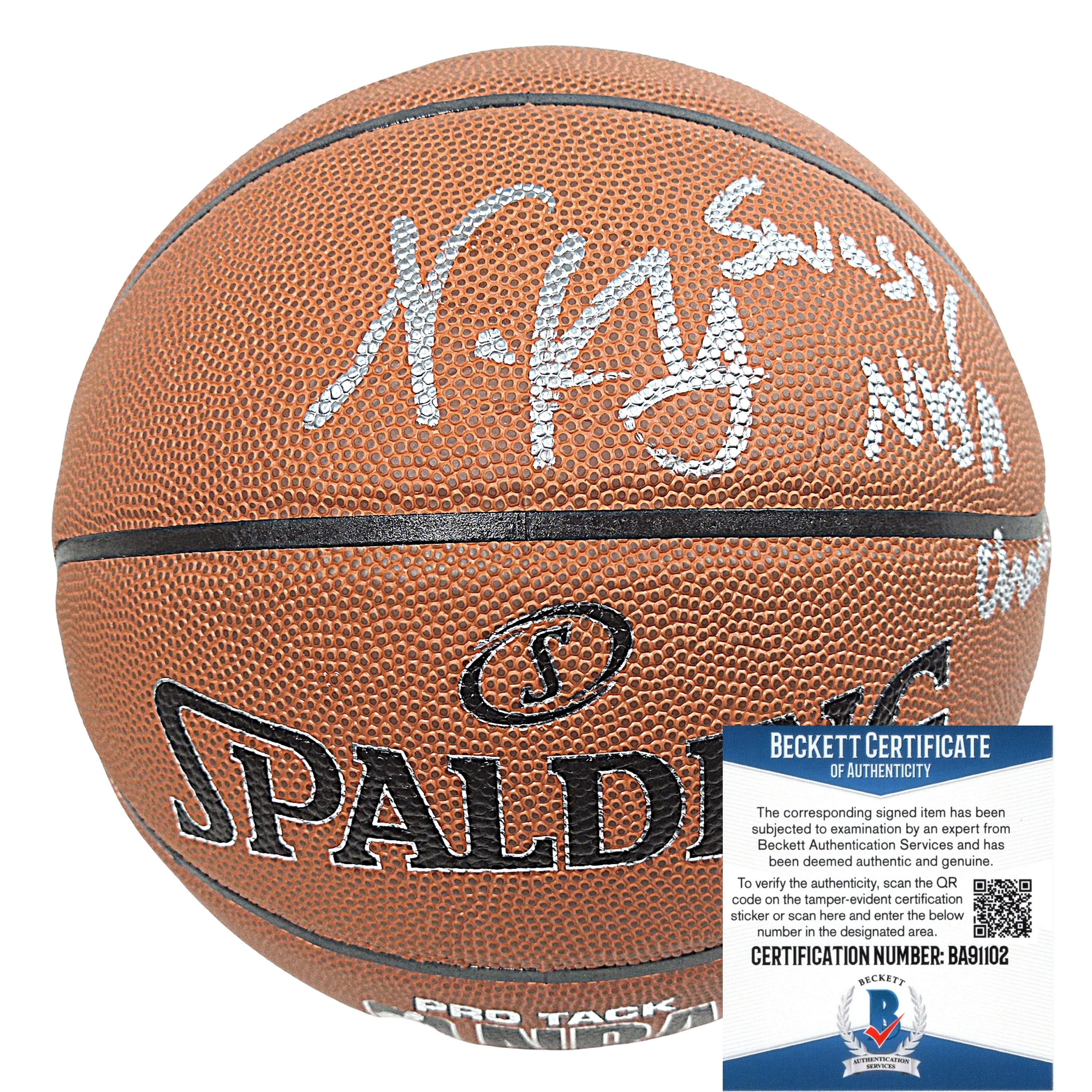 Nick Young 'Swaggy P' autographed basketball – full view – Beckett COA
