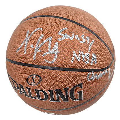 Basketballs- Autographed- Nick Young Signed NBA Basketball with NBA Champs Inscription - Golden State Warriors - USC Trojans - Exact Proof - Beckett BAS Authentication 104
