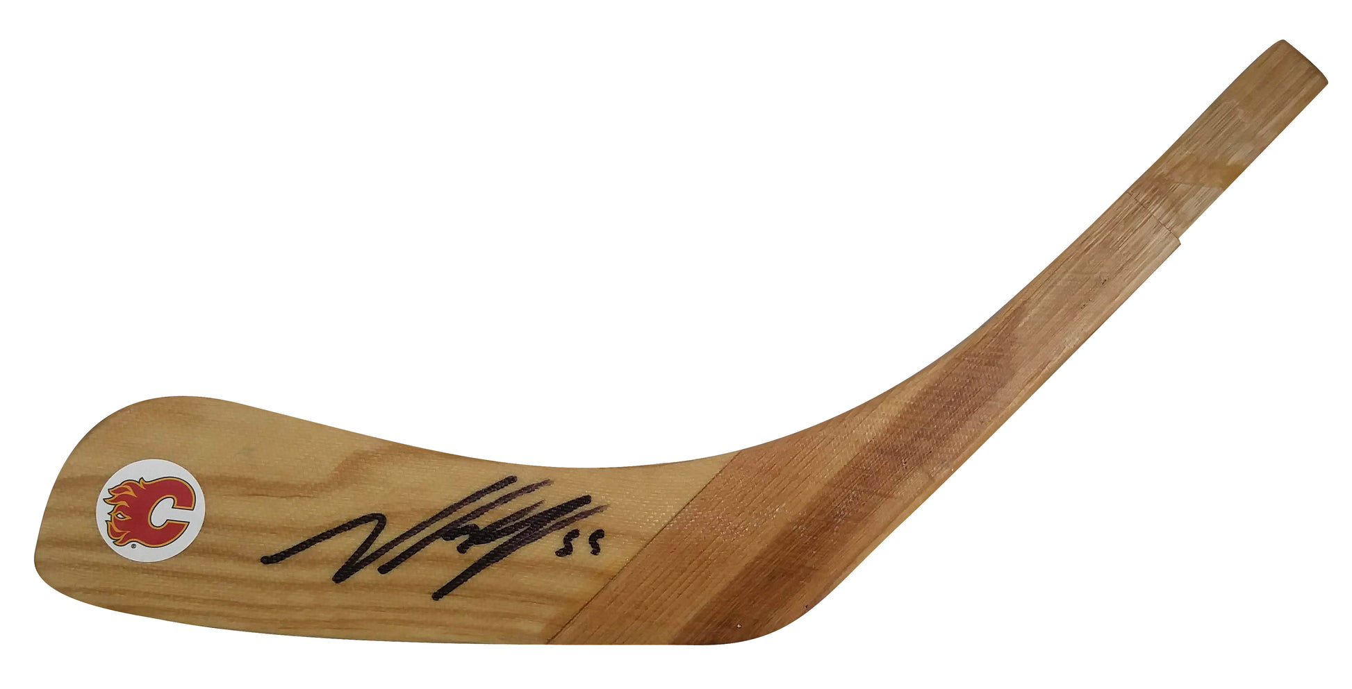 Hockey Stick Blades- Autographed- Noah Hanifin Signed Calgary Flames Logo Hockey Stick Blade Beckett BAS 102