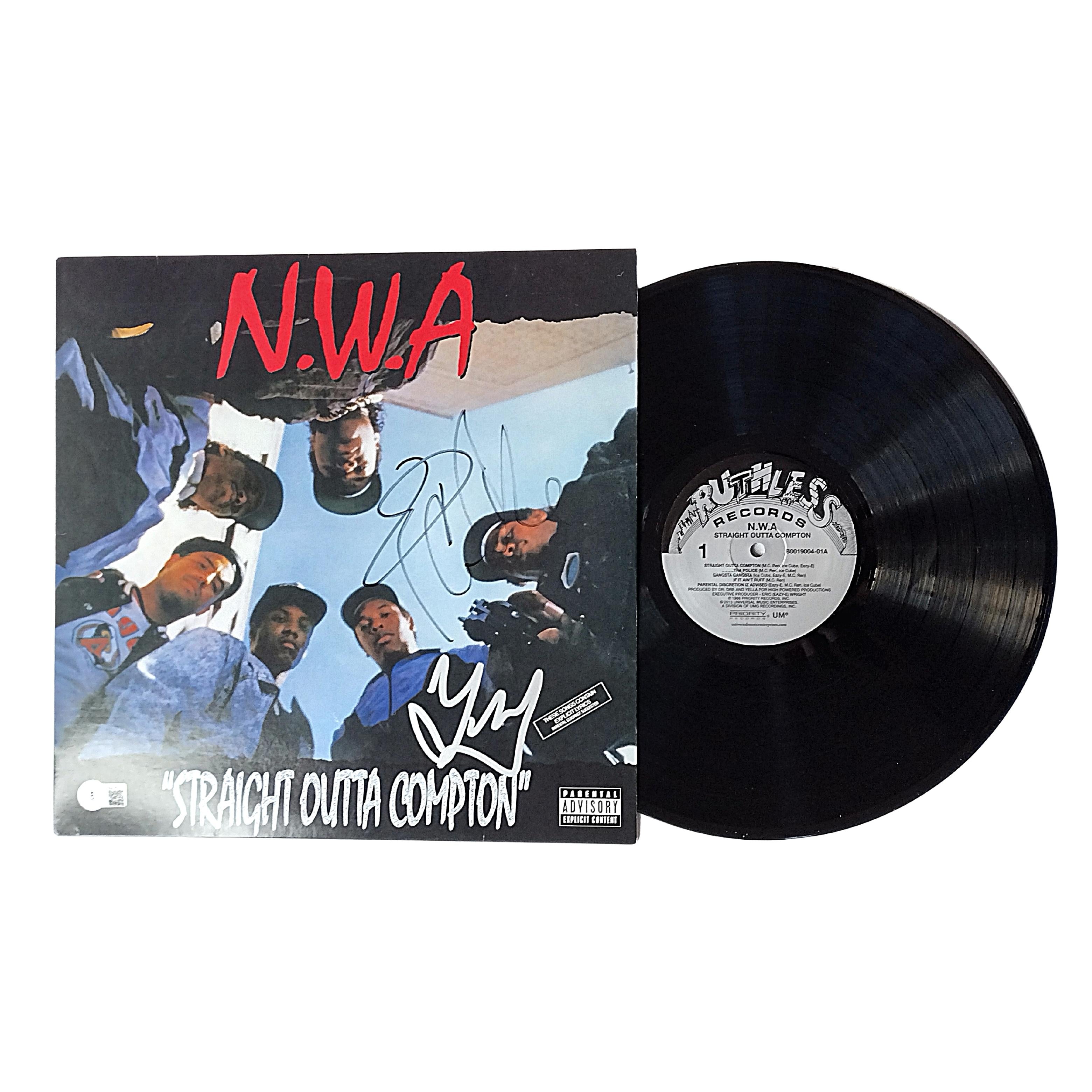 Ice Cube And Dj Yella photo autograph – angled display – Beckett COA