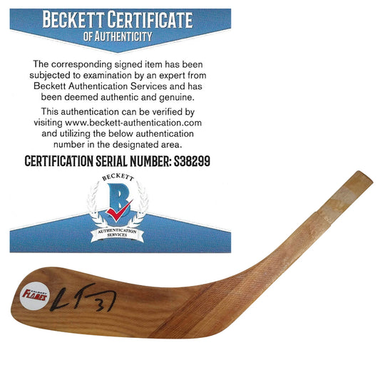 Hockey Stick Blades- Autographed- Oscar Fantenberg Signed Calgary Flames Logo Hockey Stick Blade Proof Photo Beckett BAS 101