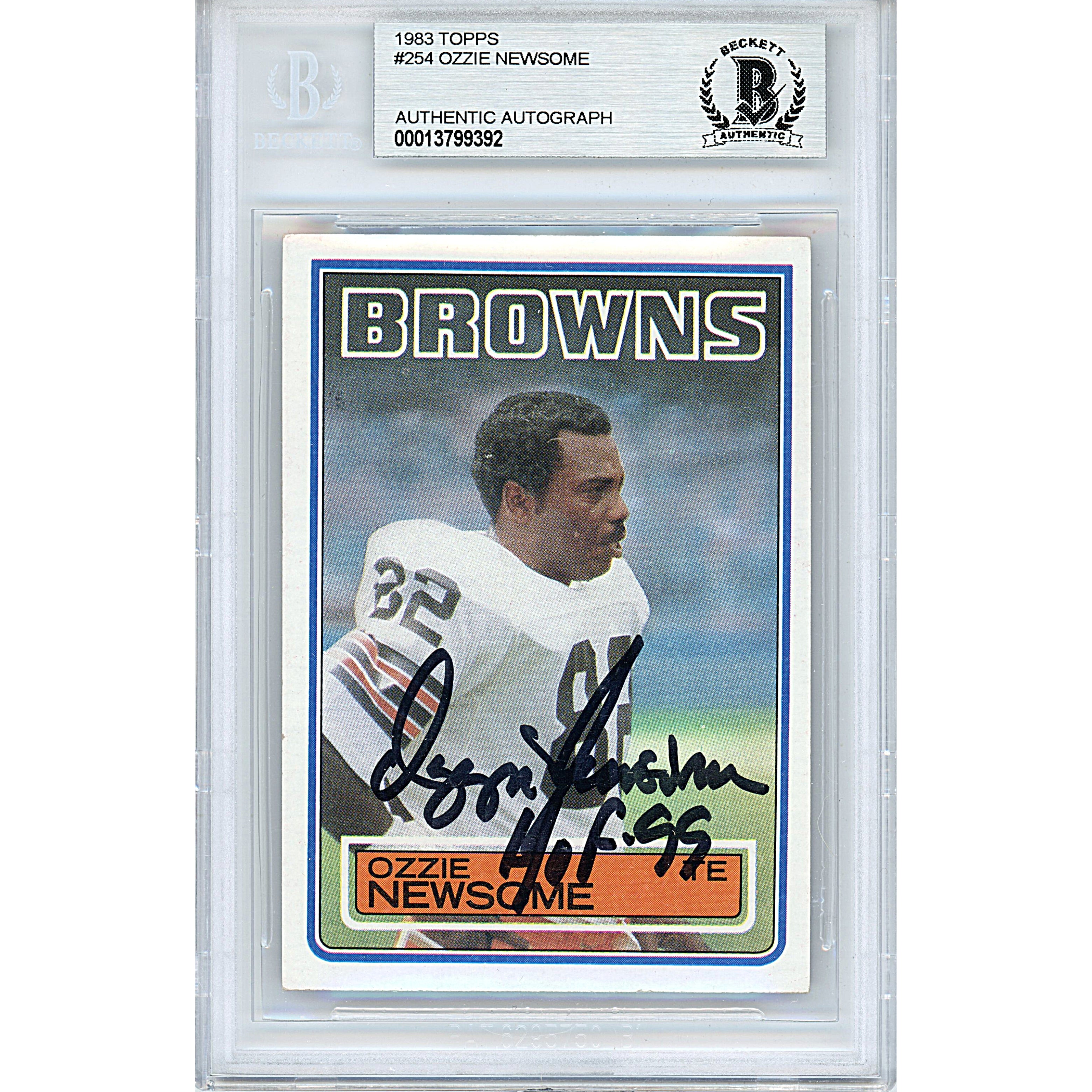 Ozzie Newsome autographed trading card – full view – Beckett COA