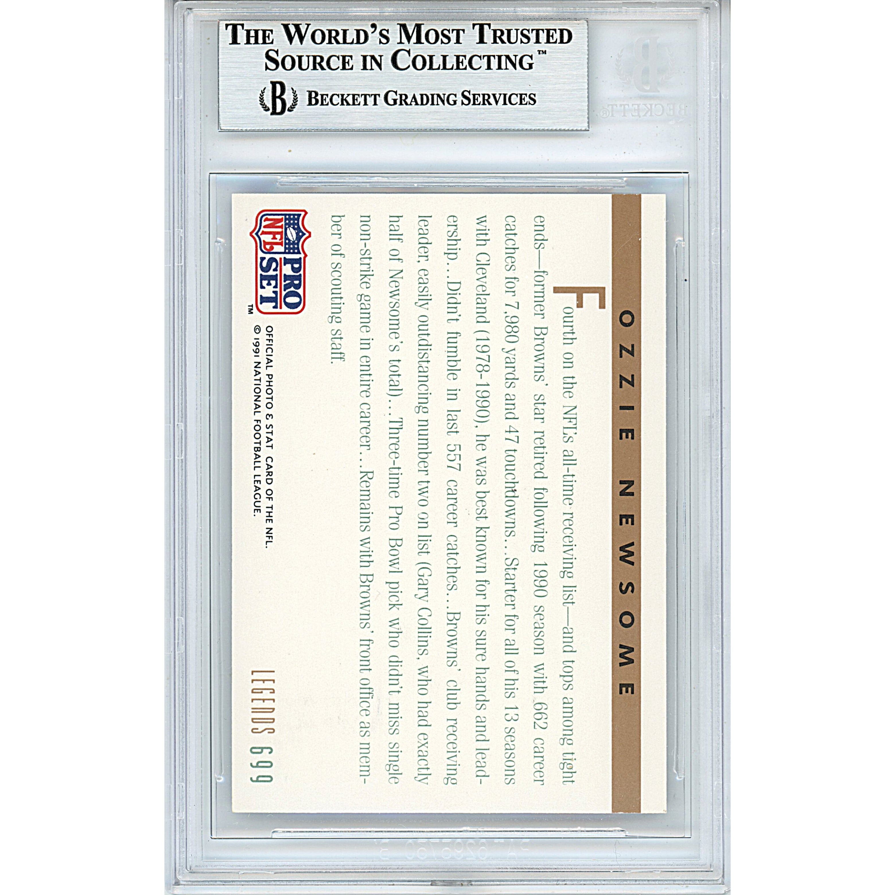 Ozzie Newsome auto trading card – authentication sticker – Beckett COA