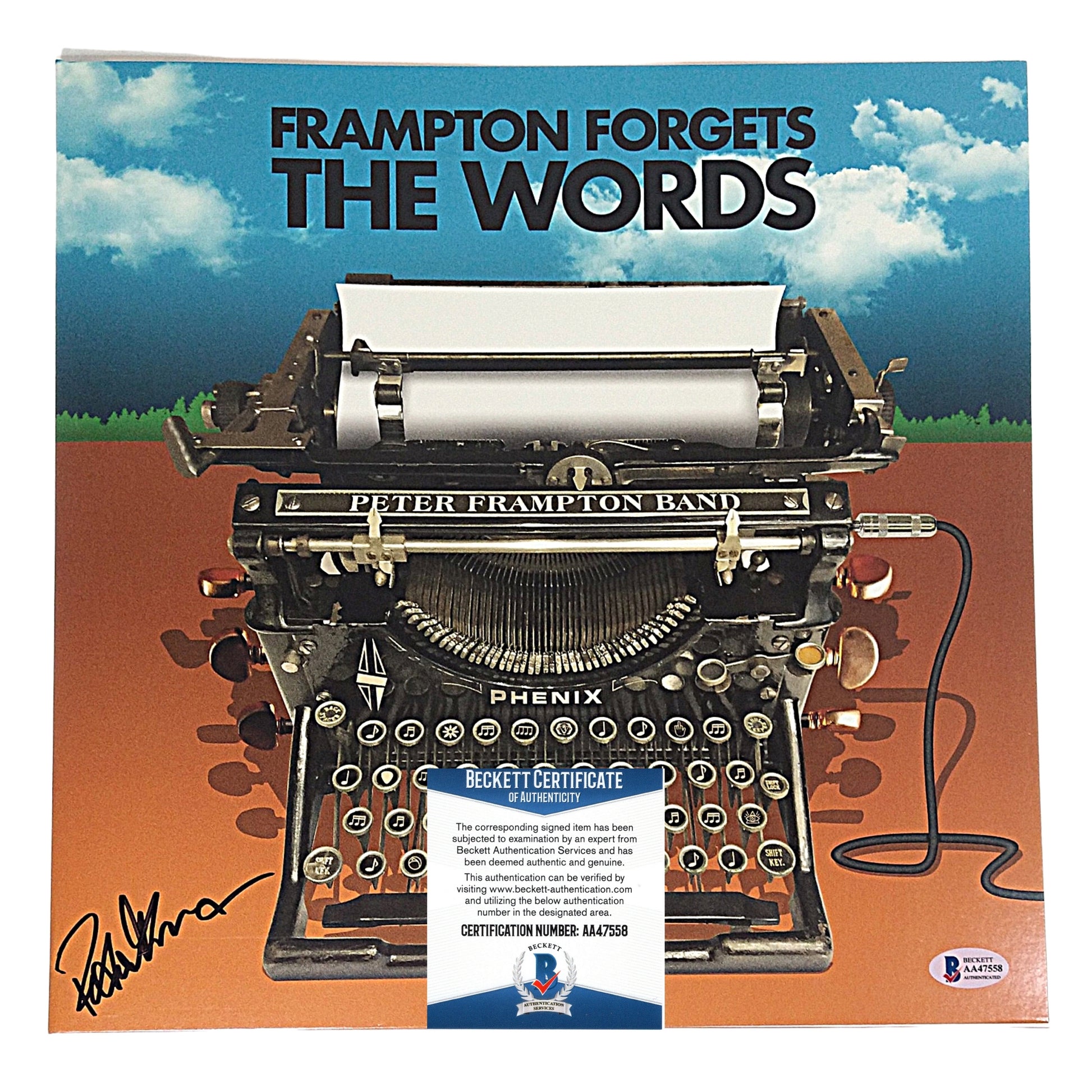 Music- Autographed- Peter Frampton Signed Peter Frampton Forgets The Words Vinyl Record Album Cover Bundled with Brand-New Sealed Album Beckett BAS Authentication 102