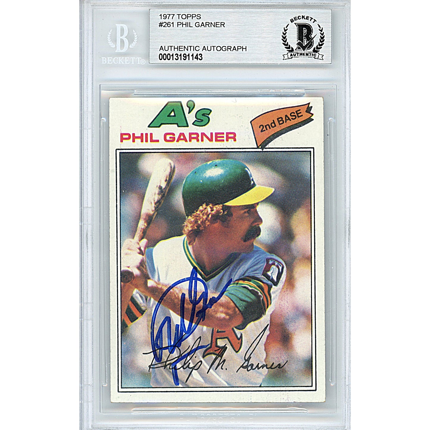 Baseballs- Autographed- Phil Garner Signed Oakland Athletics A's 1977 Topps Baseball Card Beckett BAS Slabbed 00013191143 - 101
