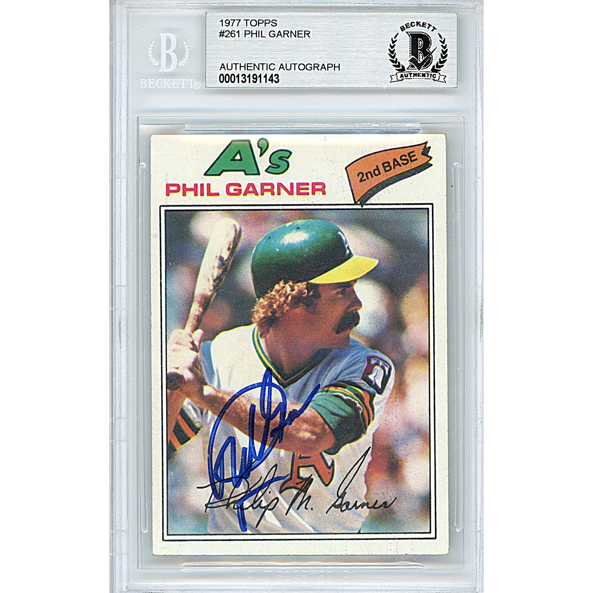 Baseballs- Autographed- Phil Garner Signed Oakland Athletics A's 1977 Topps Baseball Card Beckett BAS Slabbed 00013191143 - 101