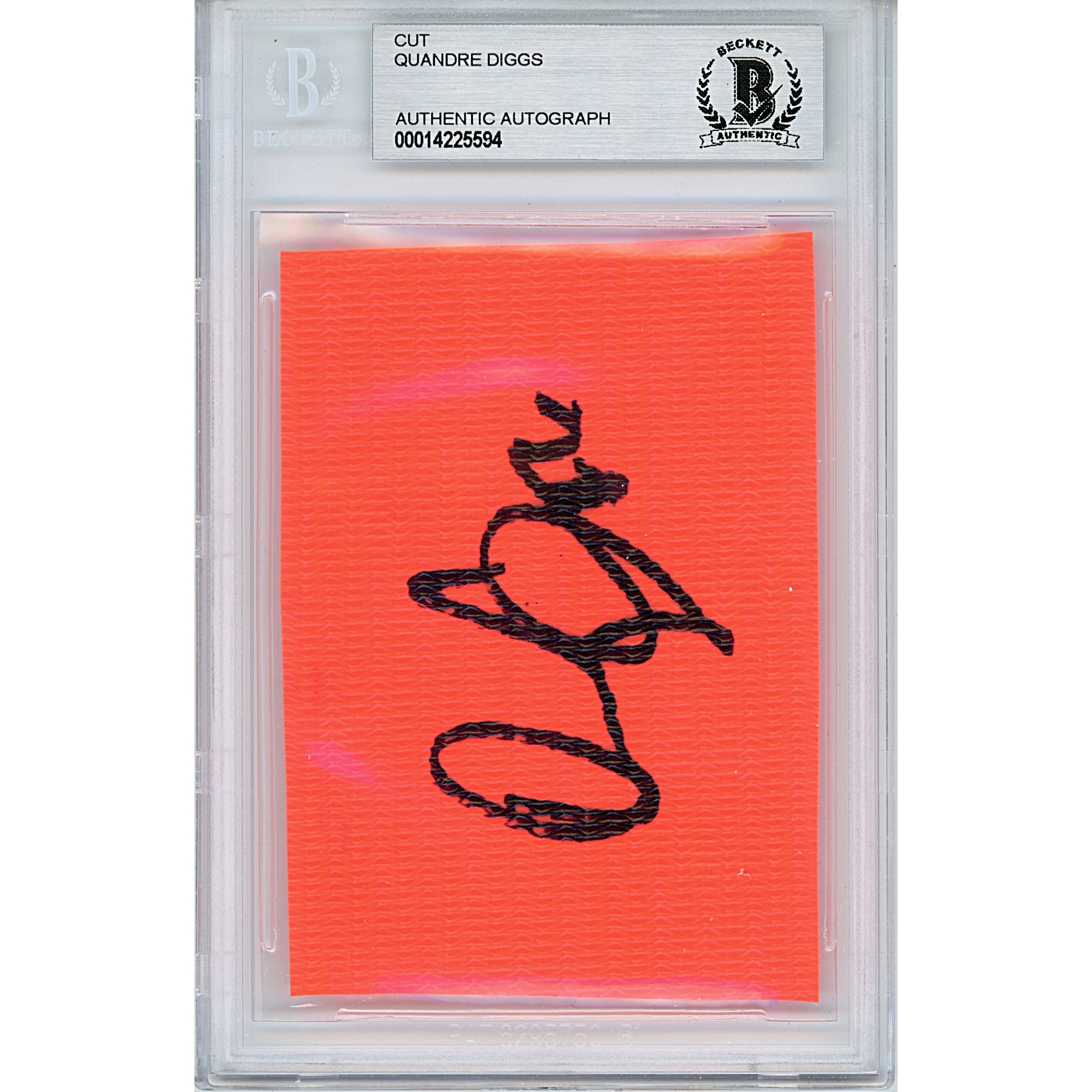 Quandre Diggs signed trading card – signature close-up – Beckett COA