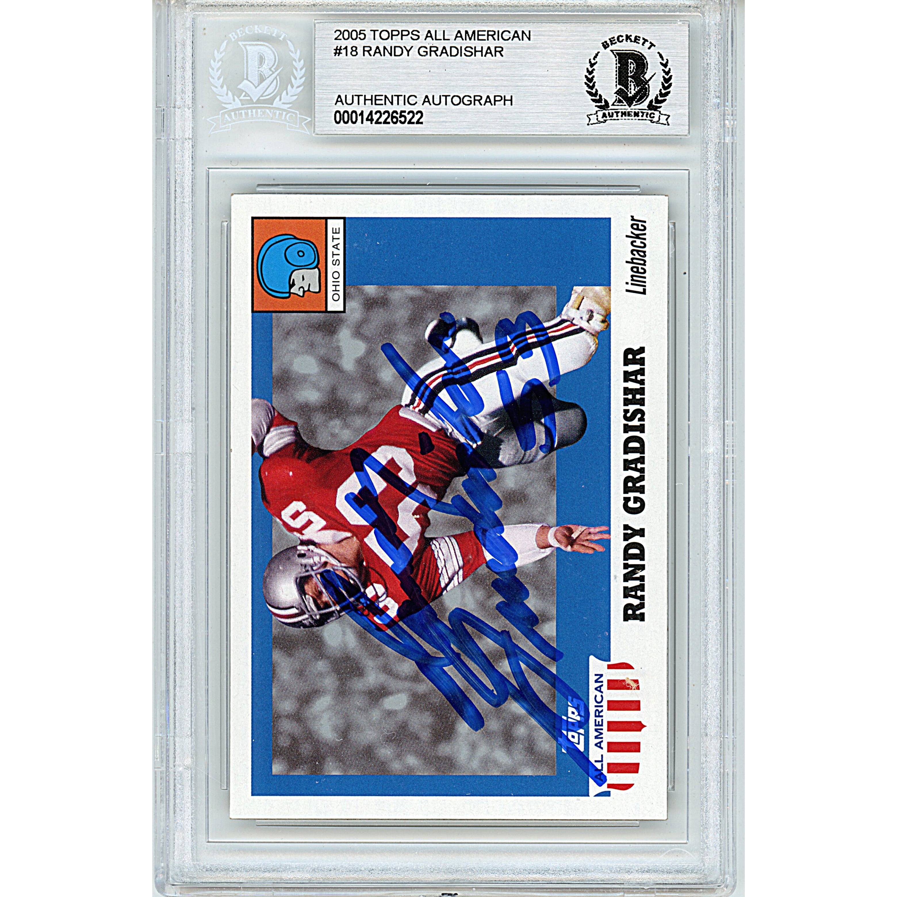 Randy Gradishar signed trading card – signature close-up – Beckett COA