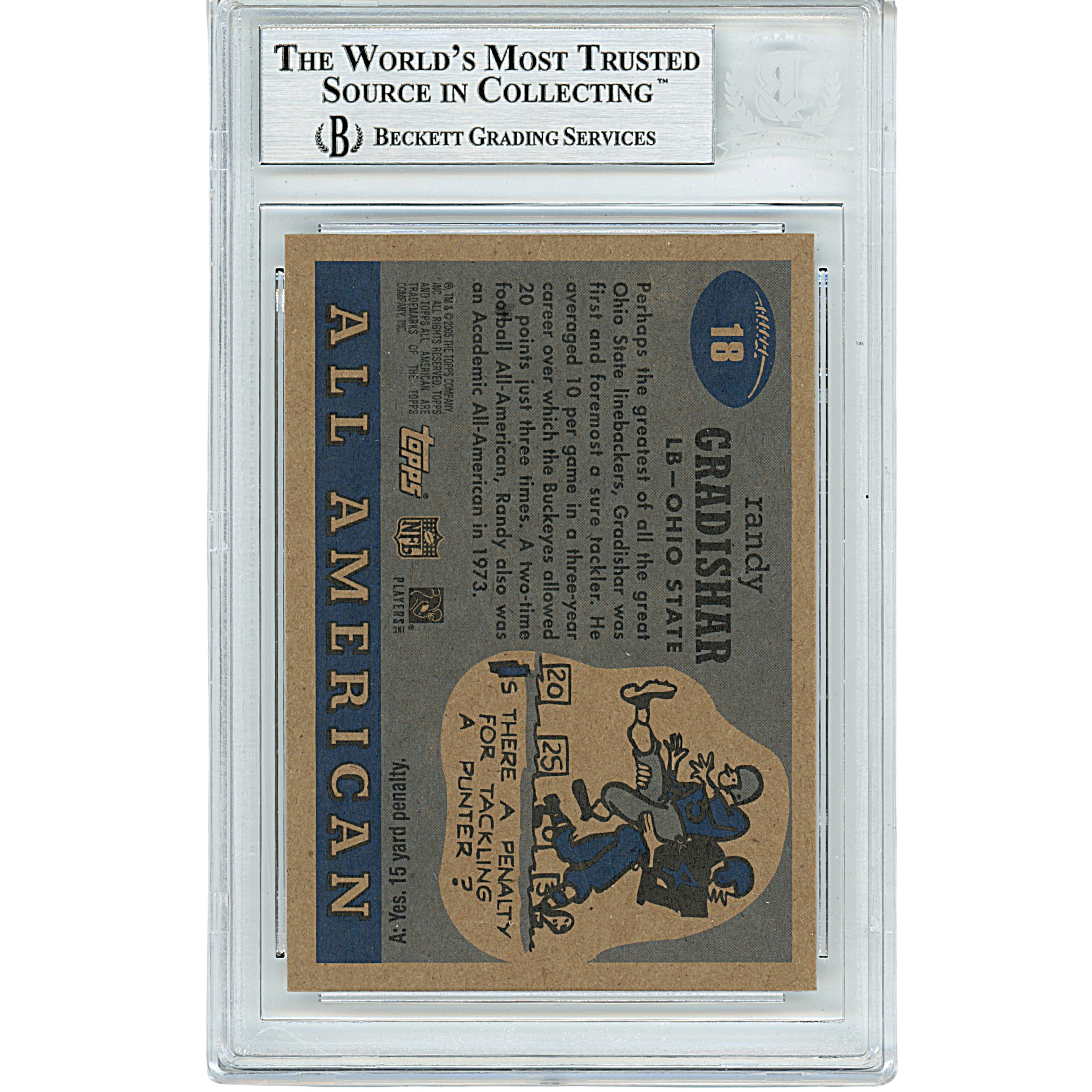 Randy Gradishar trading card autograph – angled display – Beckett COA