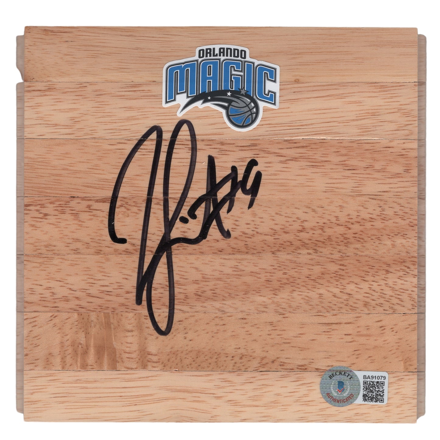 Basketballs- Autographed- Rashard Lewis Signed Orlando Magic Floorboard Floor - Exact Proof - Beckett BAS Authentication 302