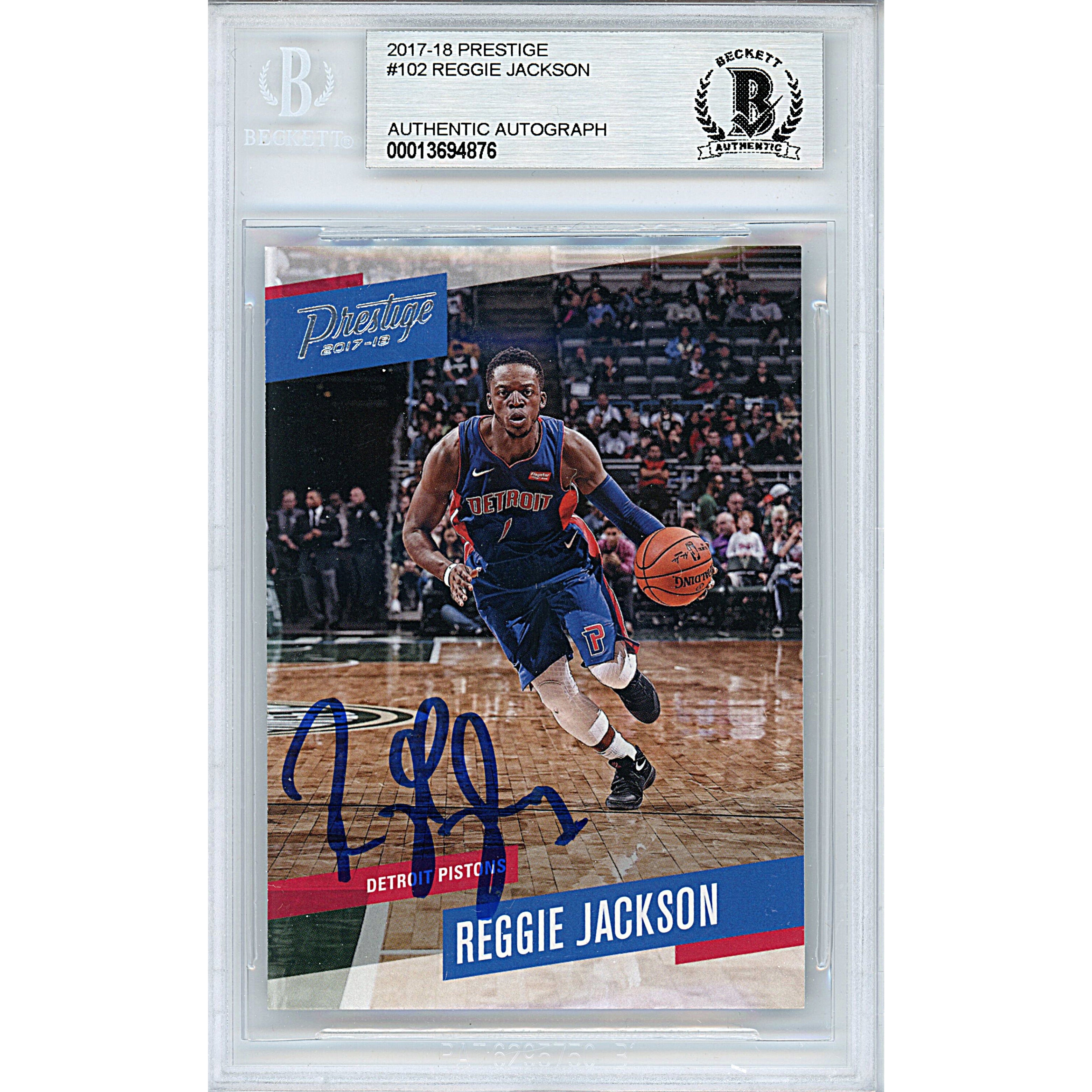 Reggie Jackson autographed trading card – full view – Beckett COA