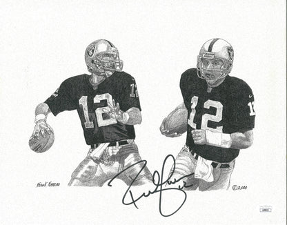 Footballs- Autographed- Rich Gannon Signed Oakland Raiders 11x14 Inch Frank Nareau Art Print Litho JSA Authentication 102