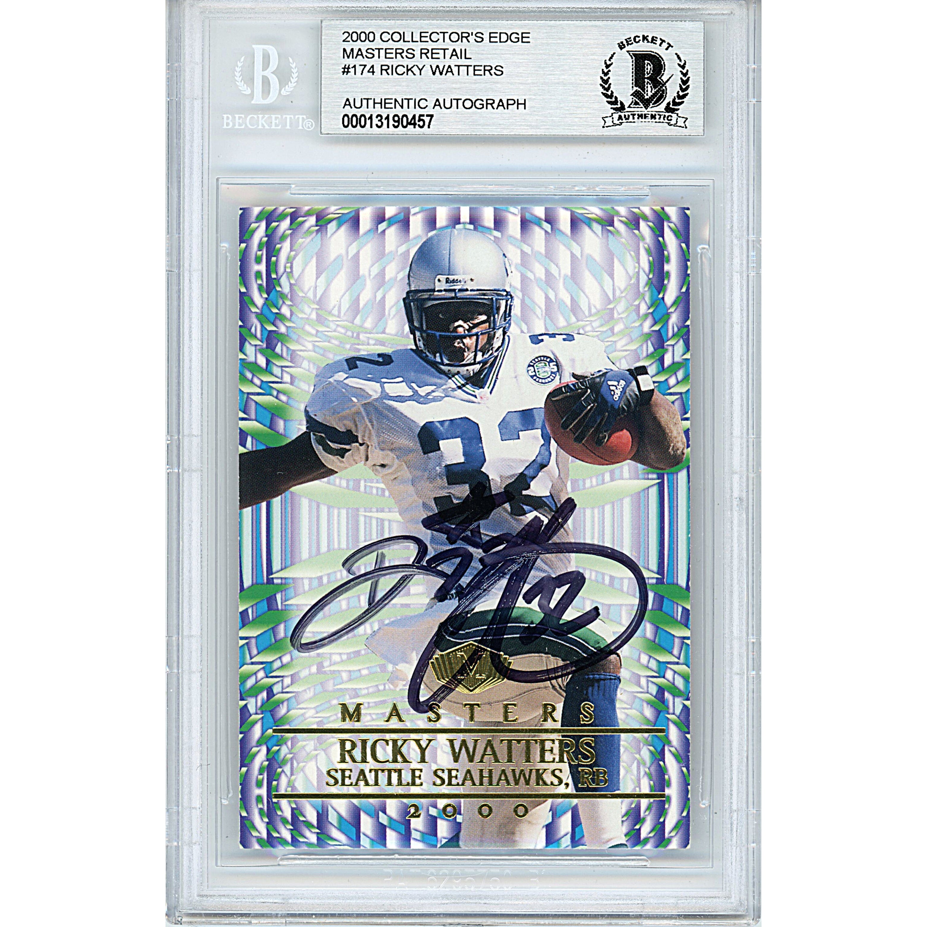 Ricky Watters autographed trading card – full view – Beckett COA