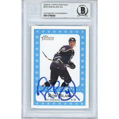 Hockey- Autographed- Rob Blake Signed Los Angeles Kings 2000-2001 Topps Heritage Hockey Trading Card Beckett 00013799382 - 101