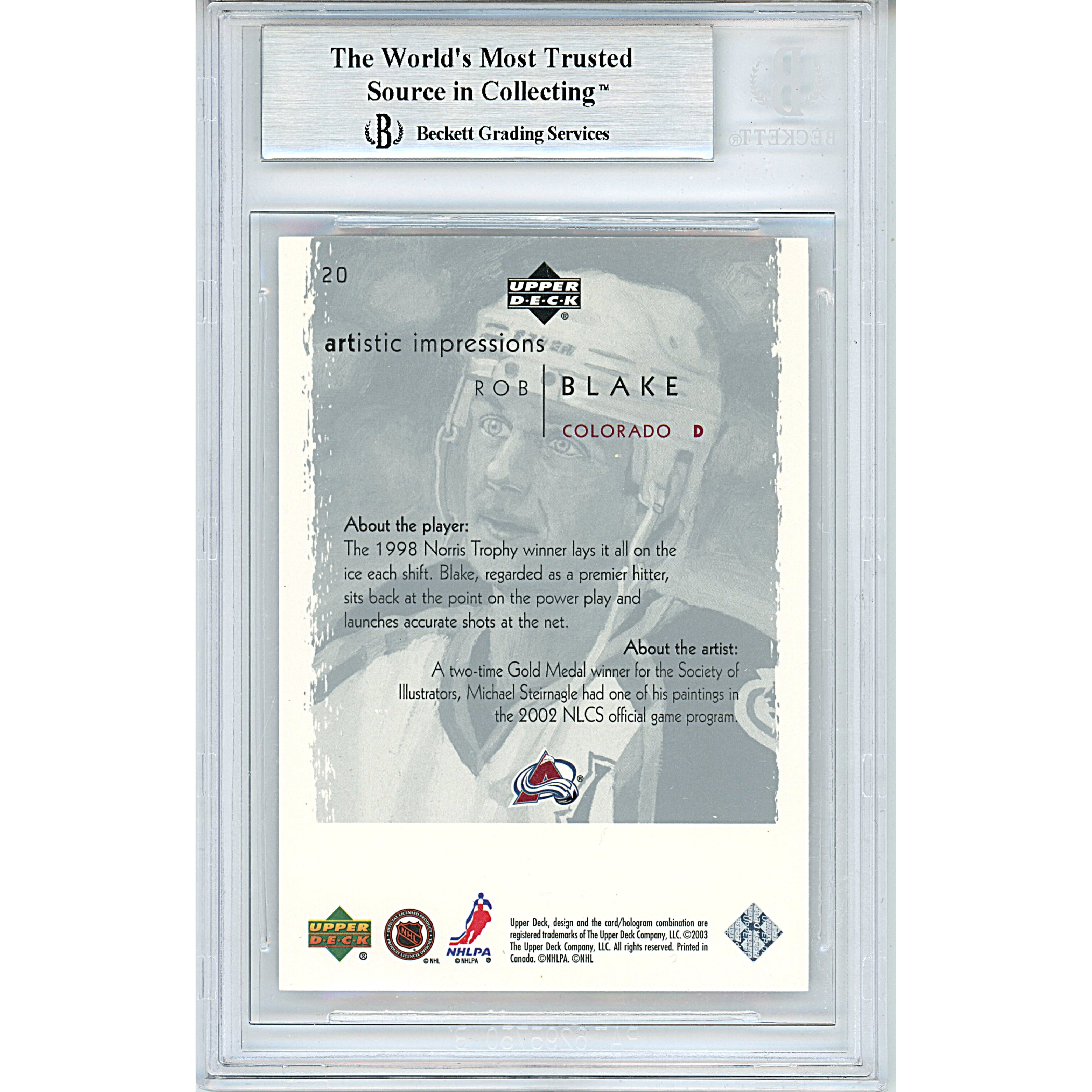 Rob Blake signed trading card – signature close-up – Beckett COA