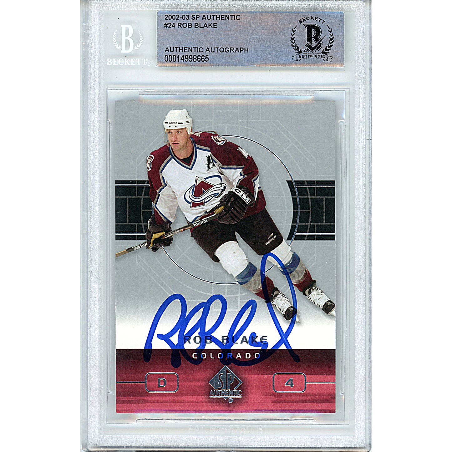 Hockey- Autographed- Rob Blake Signed Colorado Avalanche 2002-2003 Upper Deck Hockey Card Beckett Authentication Slabbed 00014998665 - 101