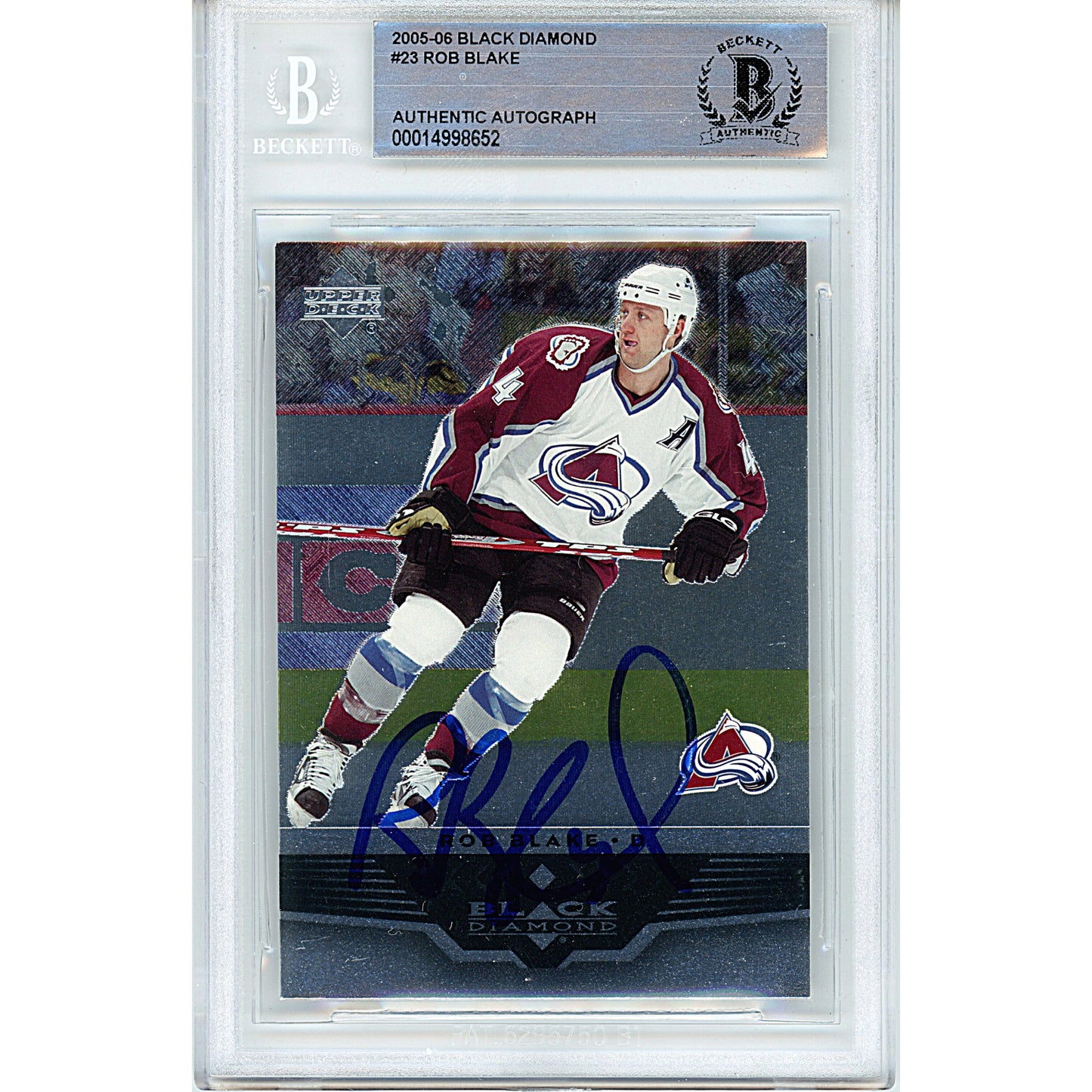 Hockey- Autographed- Rob Blake Signed Colorado Avalanche 2005-2006 Upper Deck Black Diamond Hockey Card Beckett Authentication Slabbed 00014998652 - 101