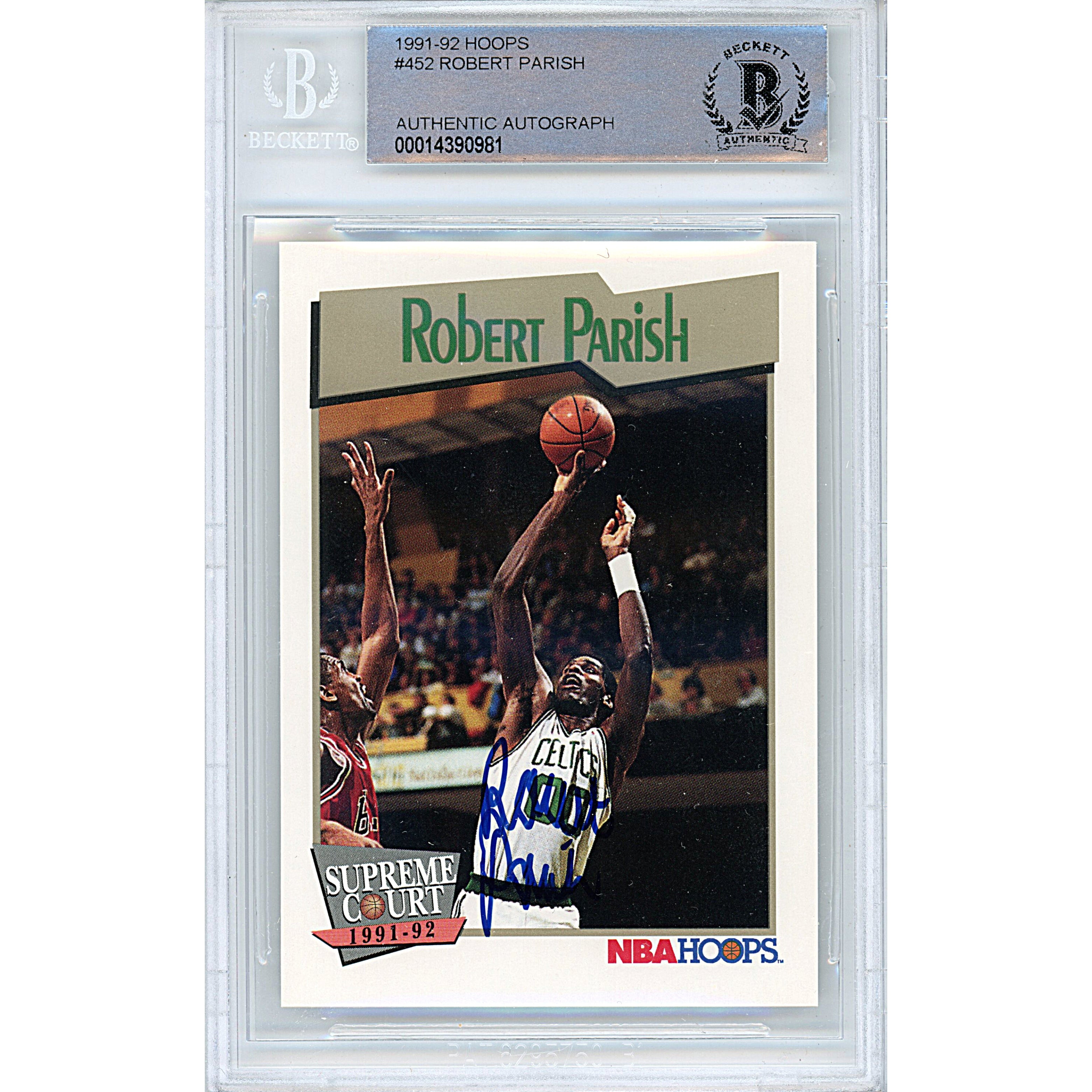 Robert Parish autographed trading card – full view – Beckett COA