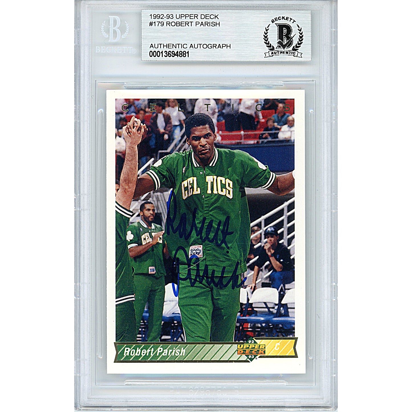 Basketballs- Autographed- Robert Parish Signed Boston Celtics 1992-1993 Upper Deck Basketball Card Beckett BAS Slabbed 00013694881 - 101