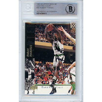 Basketballs- Autographed- Robert Parish Signed Boston Celtics 1993-1994 Upper Deck Electric Court Insert Basketball Card Beckett Slabbed 00014390610 - 101