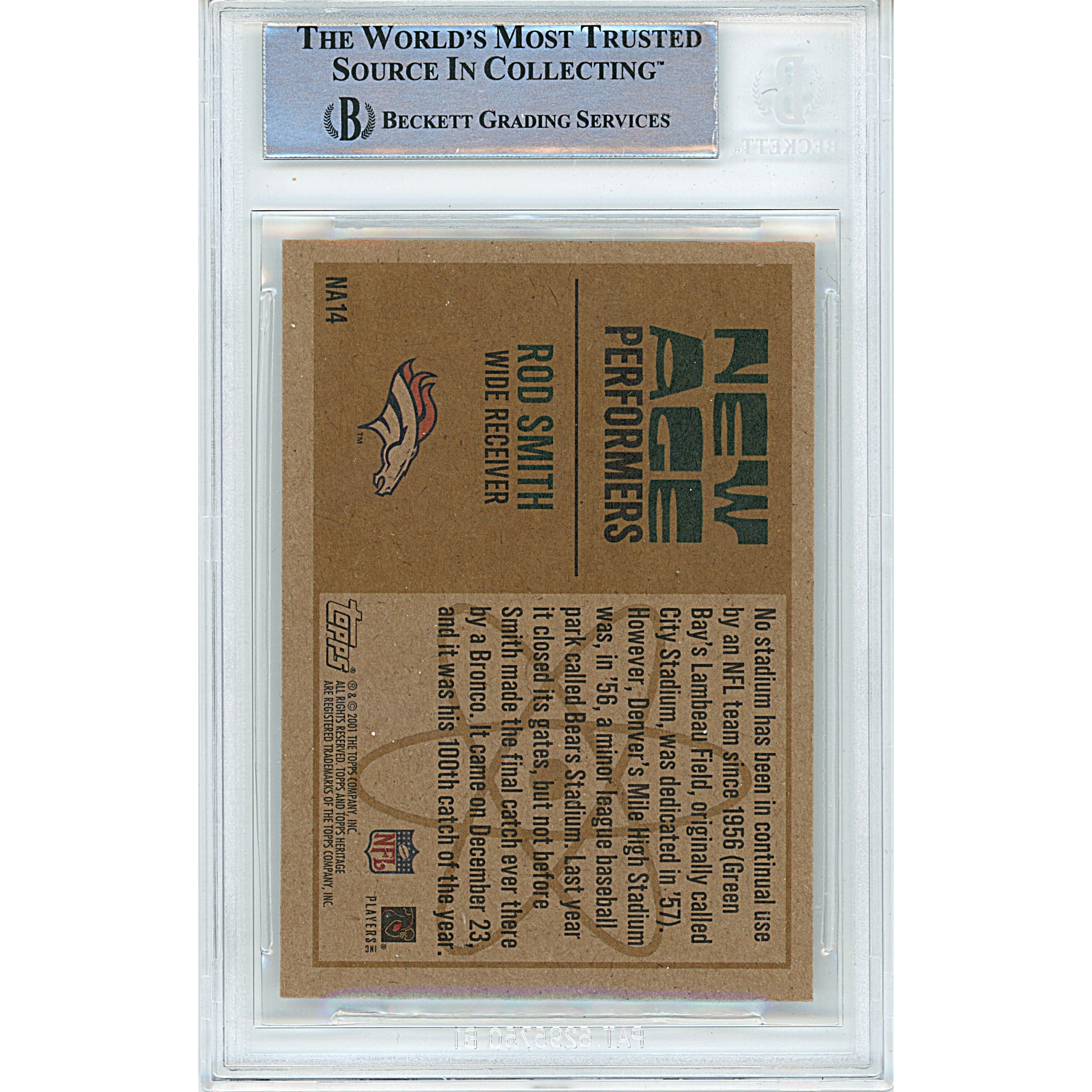 Rod Smith trading card autograph – angled display – Beckett COA
