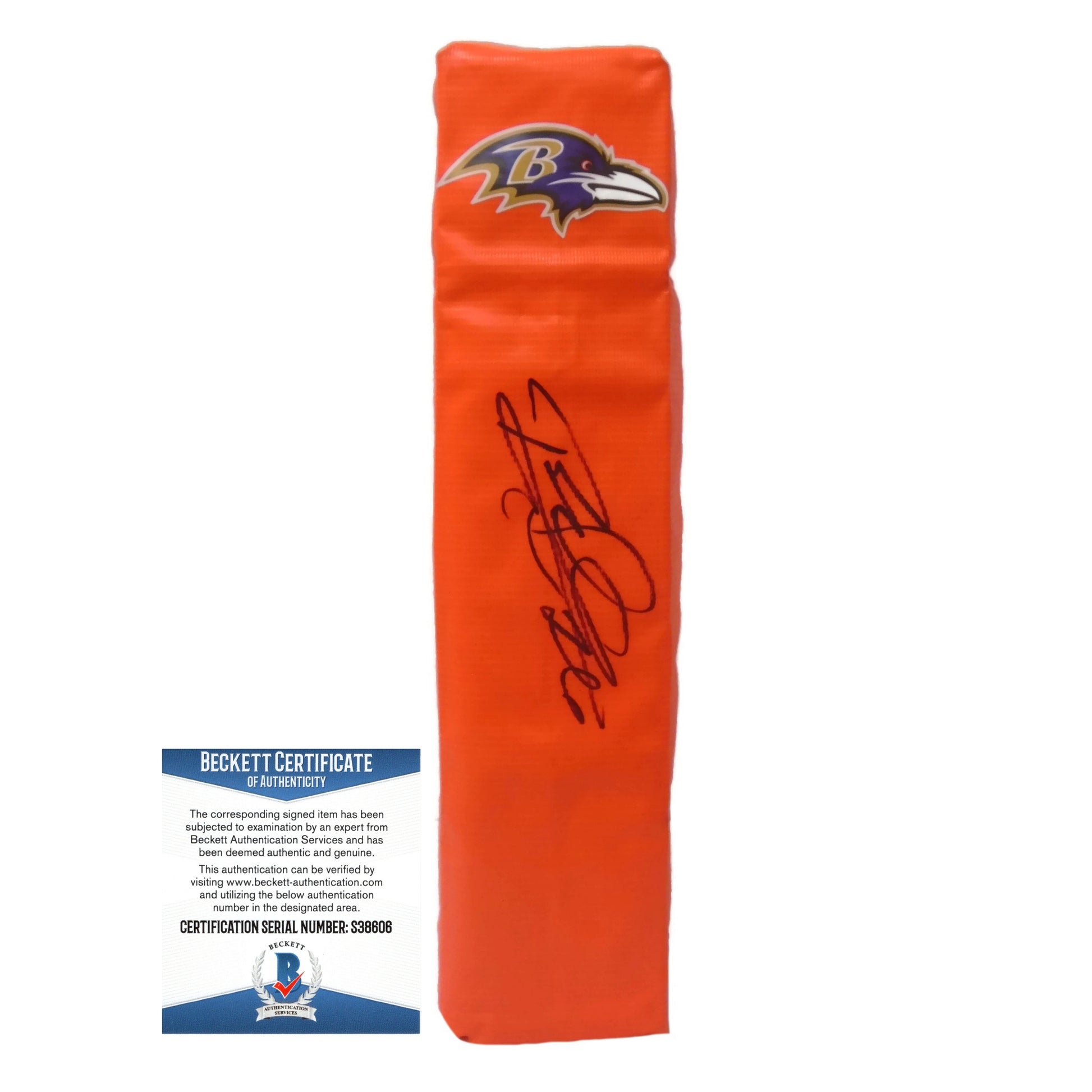 Football End Zone Pylons-Autographed - Rod Woodson Signed Baltimore Ravens Football TD Pylon- Purdue Boilermakers- Proof Photo - Beckett BAS Authentication 401