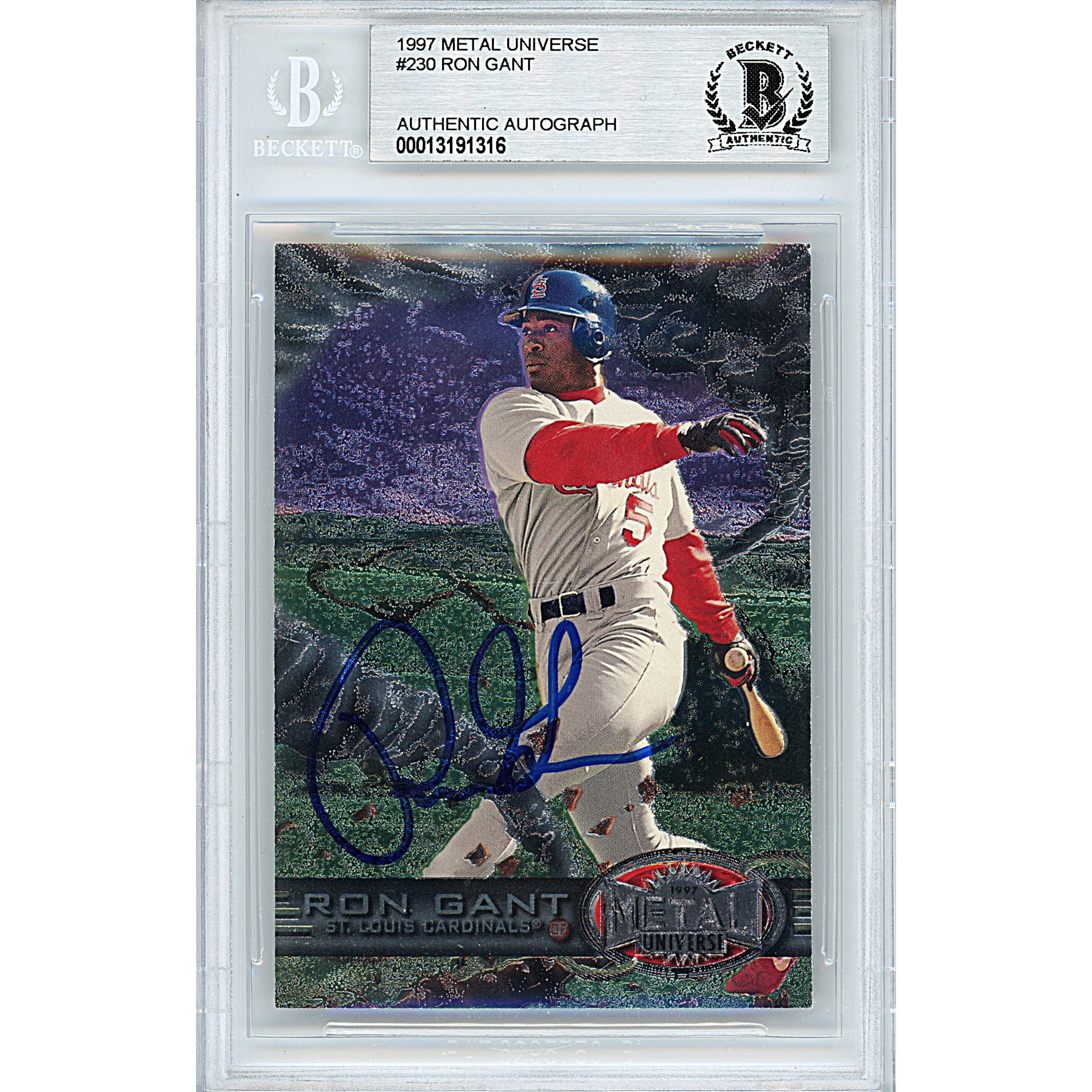 Ron Gant autographed trading card – full view – Beckett COA