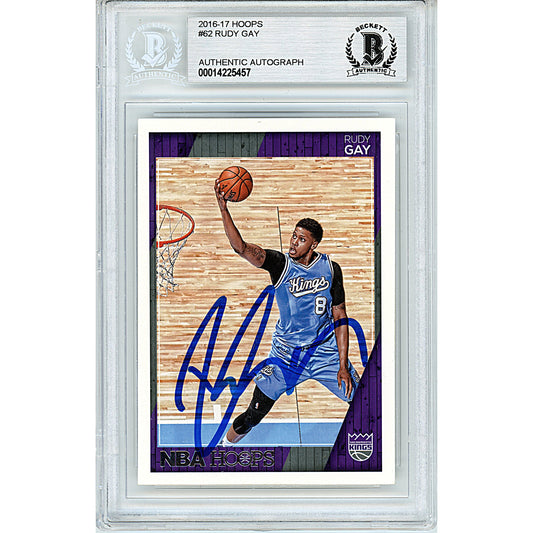 Basketballs- Autographed- Rudy Gay Signed Sacramento Kings 2016-2017 NBA Hoops Basketball Card Beckett BAS Slabbed 00014225457 - 101