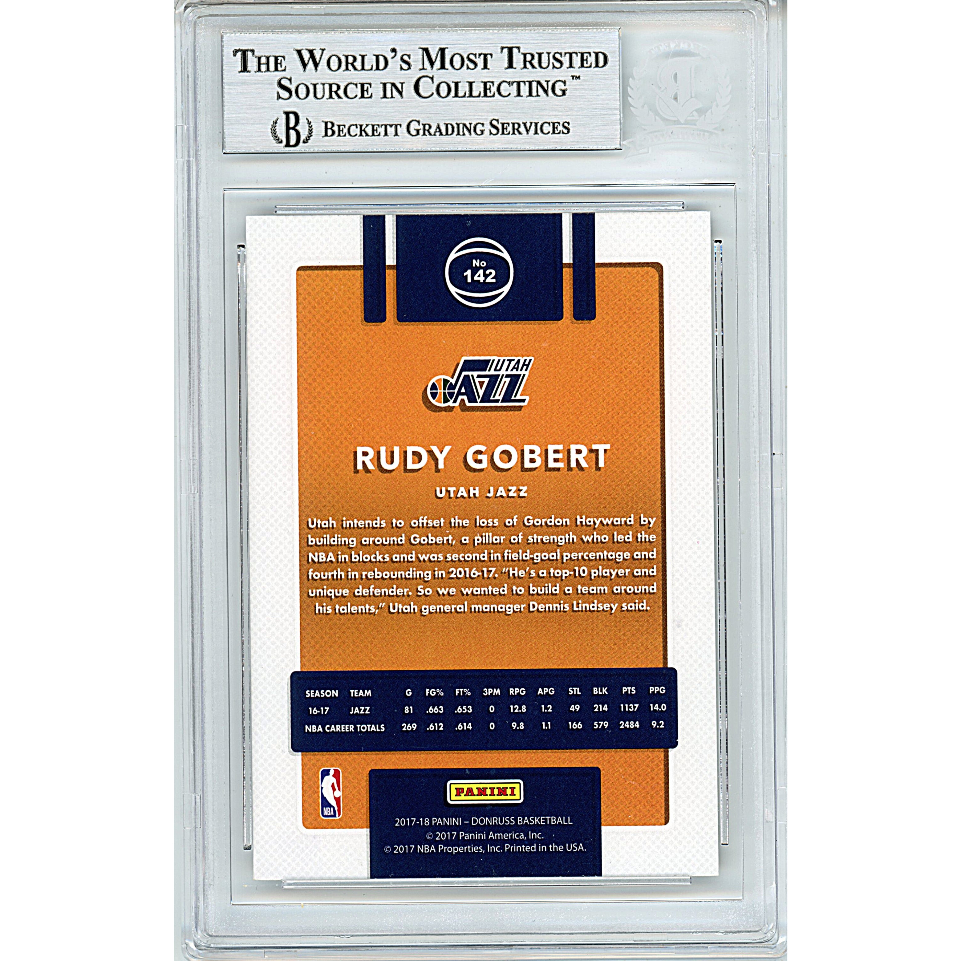 Rudy Gobert signed trading card – signature close-up – Beckett COA