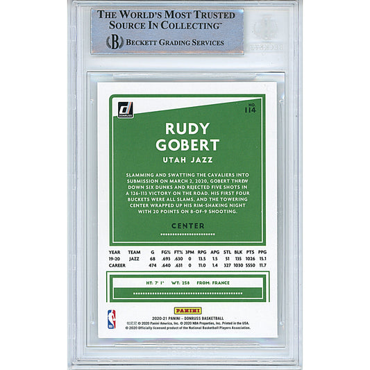 Basketballs- Autographed- Rudy Gobert Signed Utah Jazz 2020-2021 Donruss Basketball Card Beckett Slabbed 00014390956 - 102