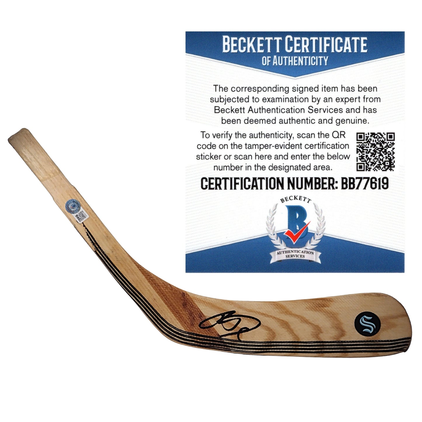 Hockey- Autographed- Ryan Donato Signed Seattle Kraken Hockey Stick Blade Beckett Authentication 101