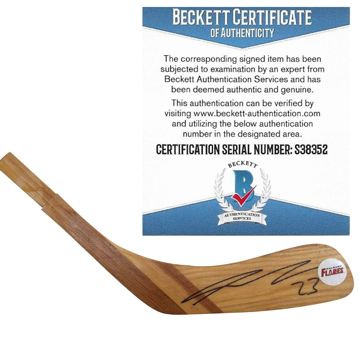 Hockey- Autographed- Sean Monahan Signed Calgary Flames Logo Hockey Stick Blade Proof - Beckett Authentication Services BAS S38352 201