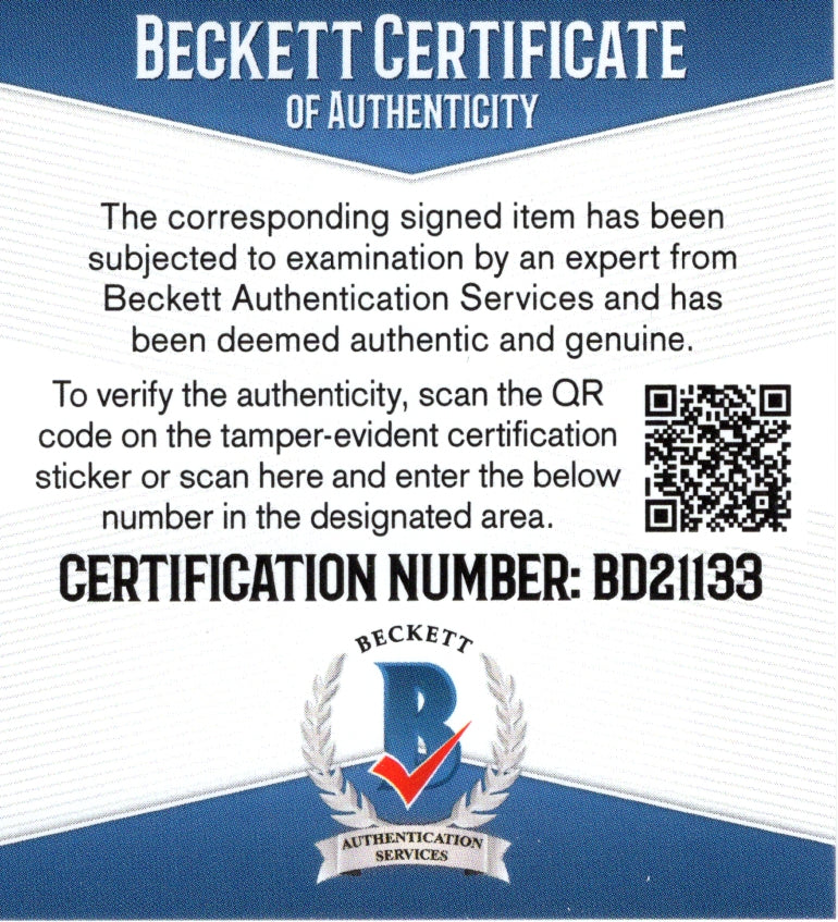 Shaquil Barrett football autograph – angled display – Beckett COA