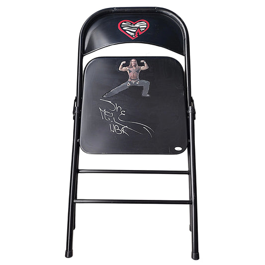 Wrestling- Autographed- Shawn Michaels Signed Full Size Black Steel Folding Chair with HBK Inscription JSA Certified Authentic 101