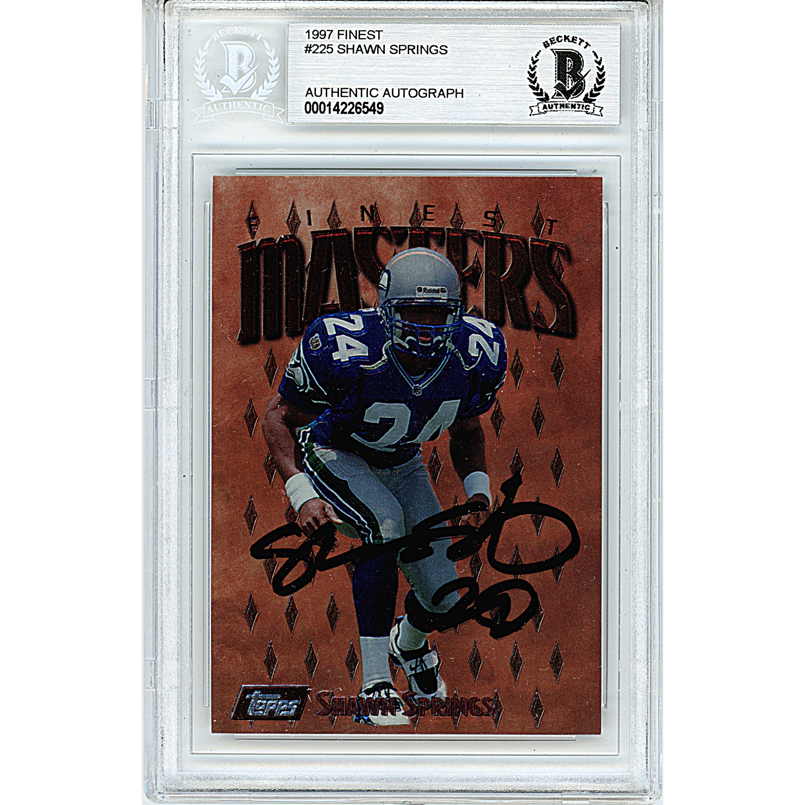 Shawn Springs autographed trading card – full view – Beckett COA