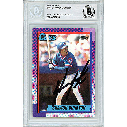 Baseballs- Autographed- Shawon Dunston Signed Chicago Cubs 1990 Topps Baseball Card Beckett BAS Slabbed 00014226210 - 101