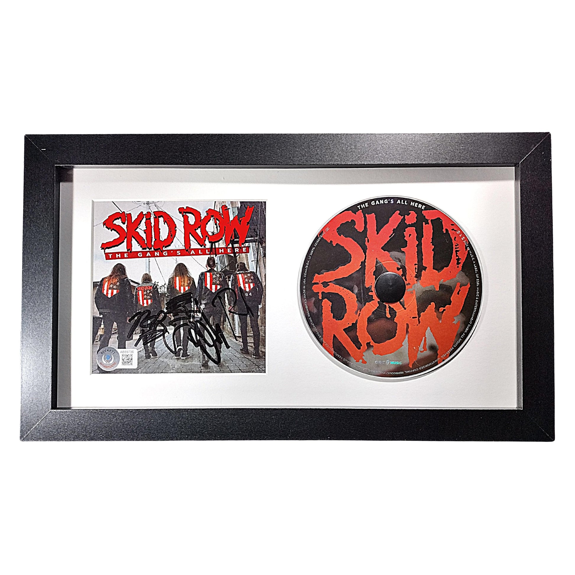 Music- Autographed- Skid Row Signed The Gangs All Here Compact Disc Framed Matted CD Wall Display Beckett Certified 202