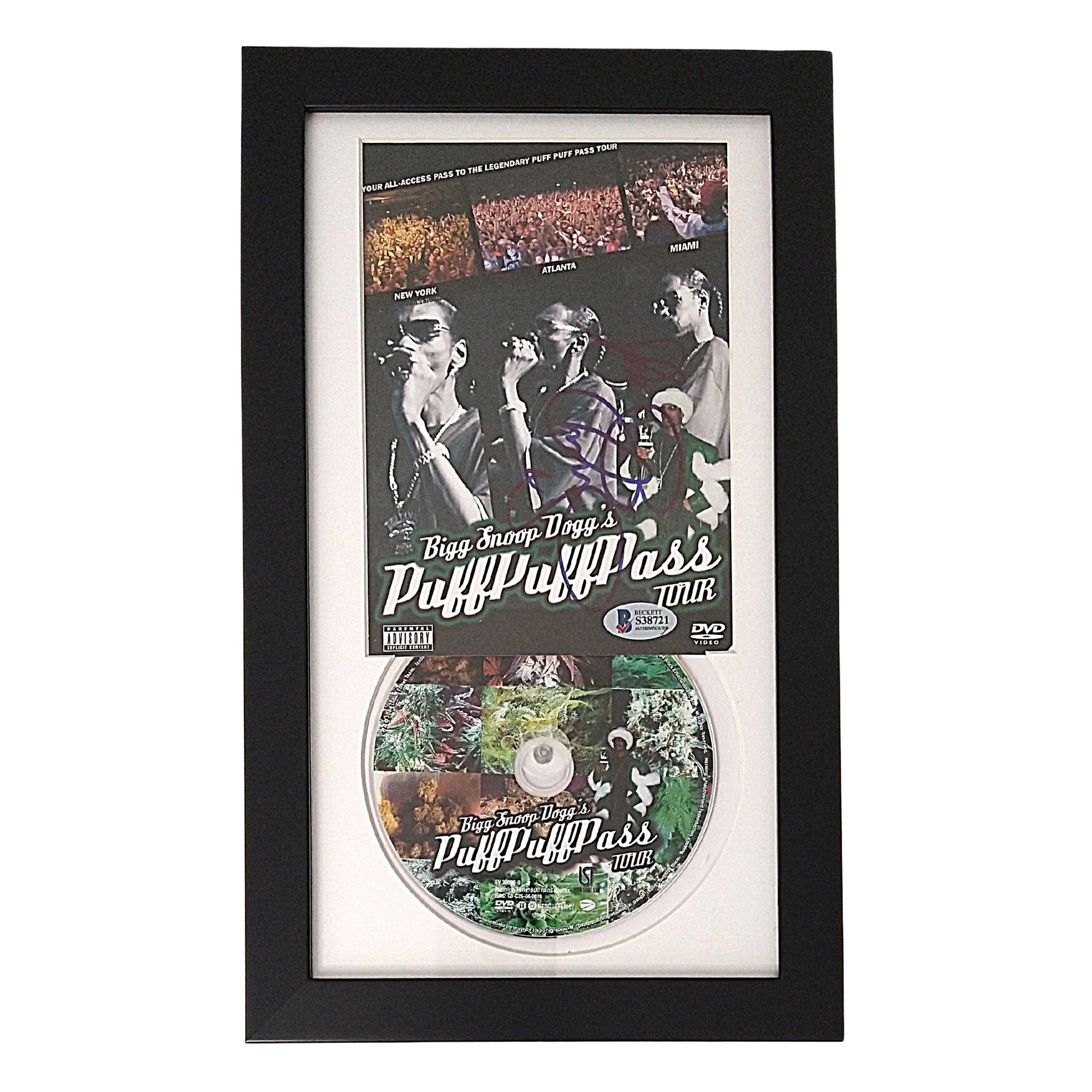 Music- Autographed- Snoop Dogg Signed Puff Puff Pass Tour DVD Cover Framed Matted Beckett BAS Authentication 101