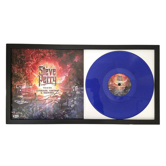 Music- Autographed- Steve Perry Signed Framed Traces Vinyl Record Album Cover with Rare Blue Vinyl Record Beckett BAS Authentication 101