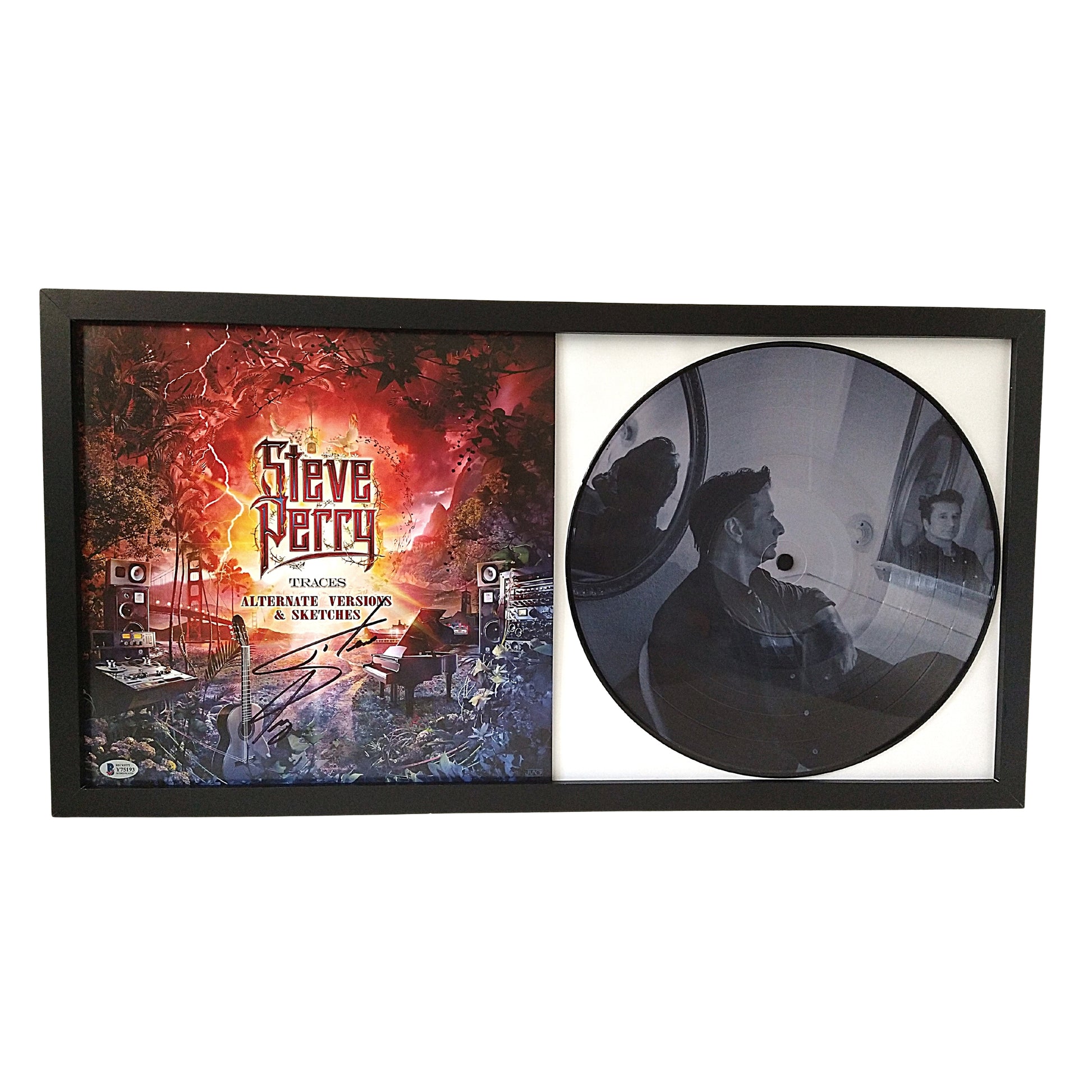 Music- Autographed- Steve Perry Signed Framed Traces Photo Vinyl Record Album Beckett BAS Authenticaiton 201
