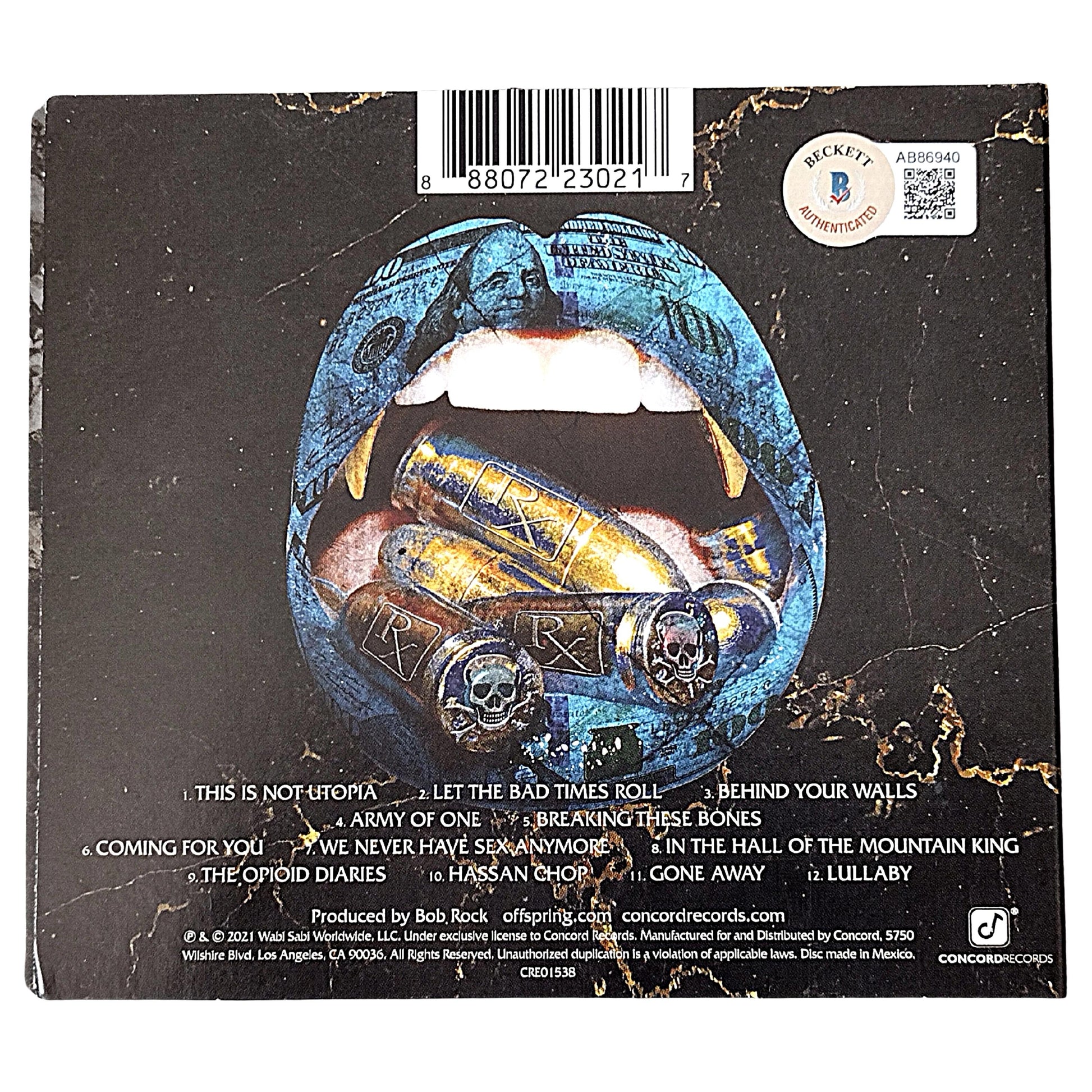 Music- Autographed- The Offspring Signed Let The Bad Times Roll CD Cover Beckett Authentication 103