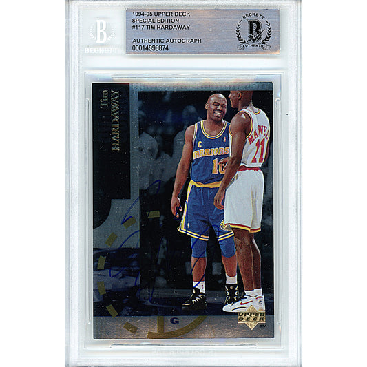 Basketballs- Autographed- Tim Hardaway Signed Golden State Warriors 1994-1995 Upper Deck Special Edition Insert Basketball Card Beckett Authentication Slabbed 00014998874 - 101