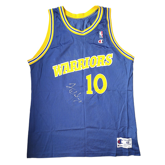 Basketballs- Autographed- Tim Hardaway Signed Golden State Warriors Vintage Champion Basketball Jersey JSA Authentication 101