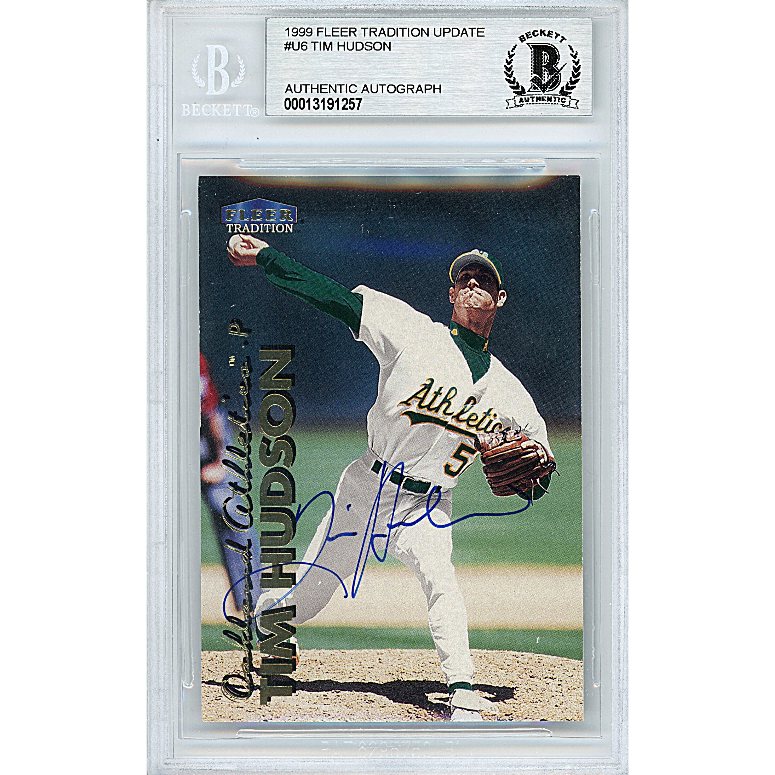 Tim Hudson Signed Athletics 1999 Fleer Tradition Baseball Card