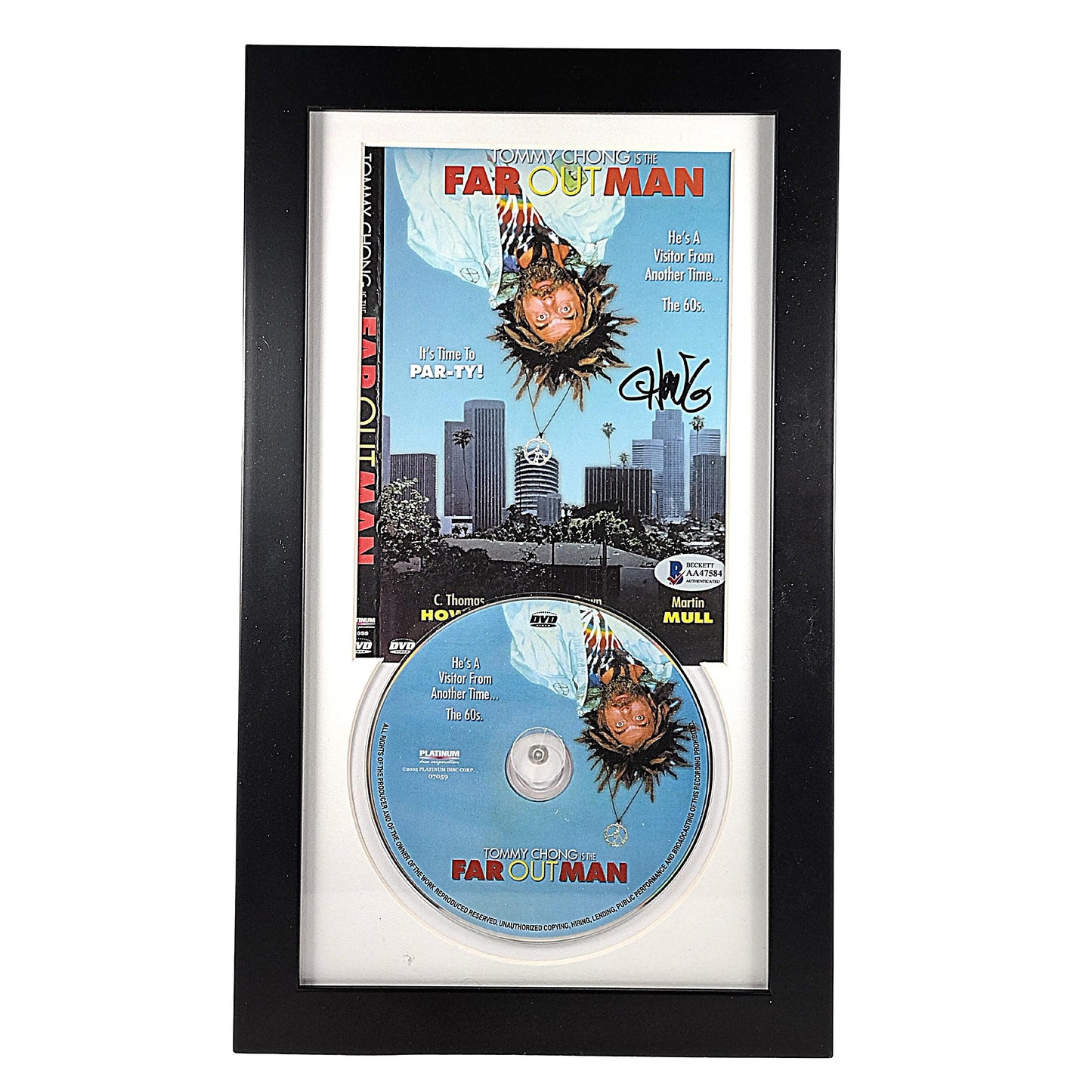 Hollywood- Autographed- Tommy Chong Signed Far Out Man DVD Cover Framed Matted Display Beckett Certified Authentic 102