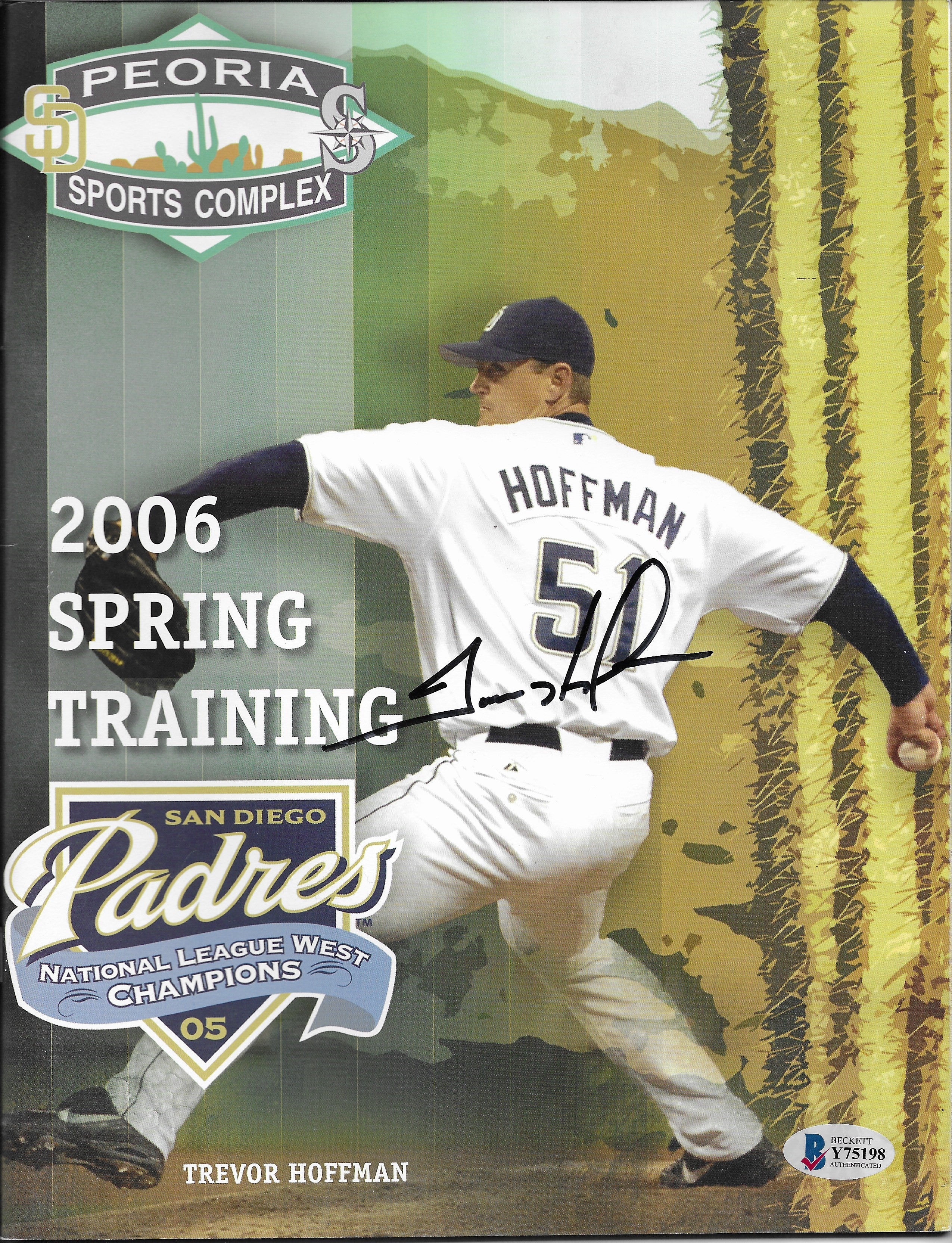 Trevor Hoffman signed baseball – signature close-up – Beckett COA